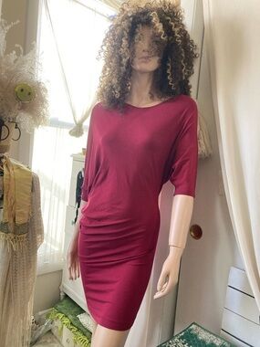 French Connection Burnt Raspberry Asymmetric Knit Dress